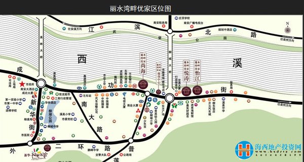 丽水湾畔优家交通图