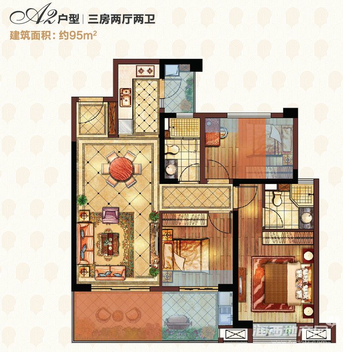 95㎡三房两厅两卫