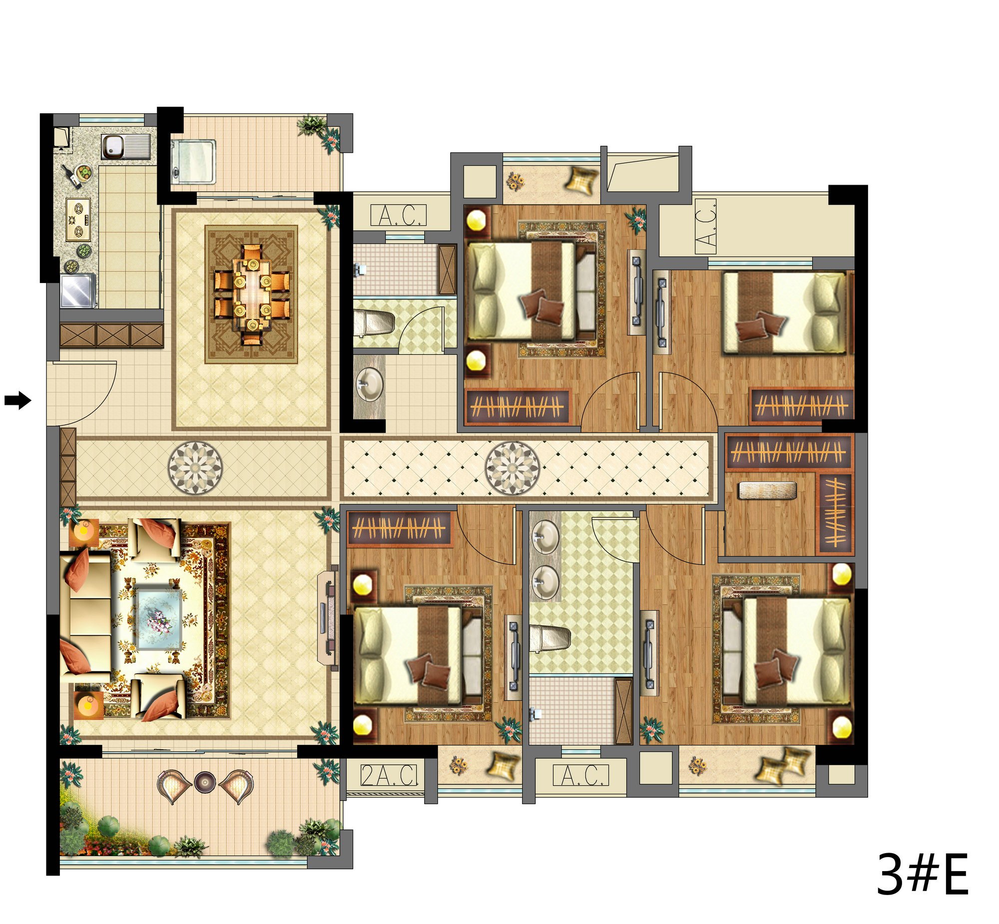建筑面积约126㎡-135㎡ 四房两厅两卫